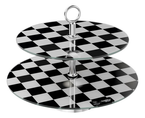 Prato Duplo Wolff De Vidro Para Doces Com Base Inox Liddell