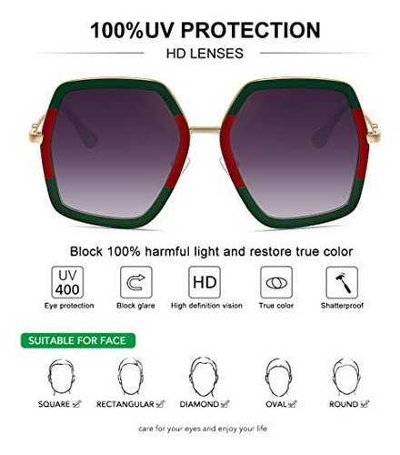 Wowsun Gafas De Sol De Moda De Gran Tamaño Para Mujer Tonos