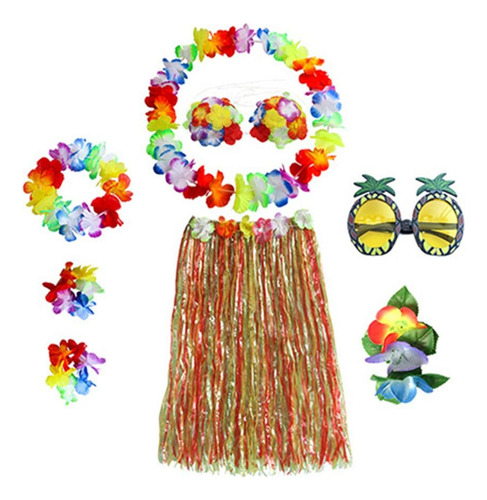 Conjunto De Falda Hula Hawaiana, Disfraz, Gafas, Fiesta