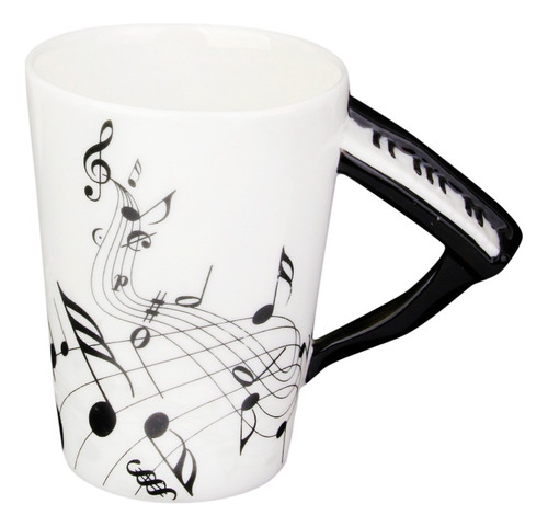 Qa Taza De Té Notas De Música Asa Forma De Piano Porcelana