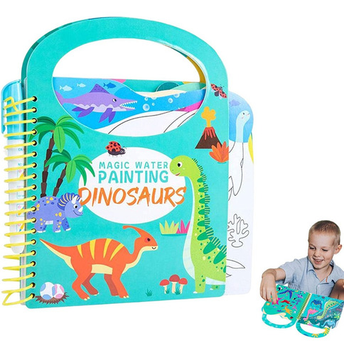 Libro Para Pintar Al Agua Niños Montessori Dinosaurios