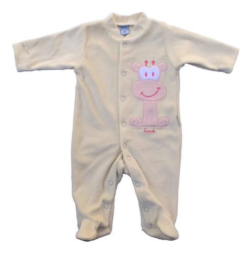Imagen 1 de 3 de Enterito Bebe Plush Natural Bordado Jirafa Color Rosa/cele