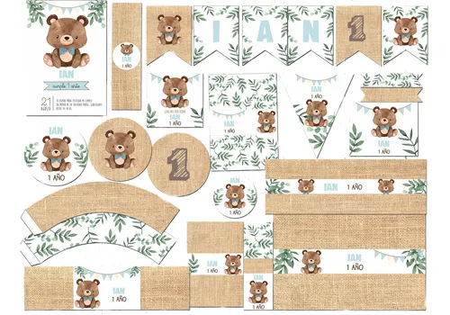 comprar Kit Imprimible Osito Bebé Con Textos Editables!