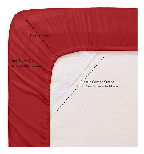 Juego De Sábanas Extrasuaves Split King Color Rojo