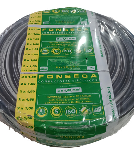 Cable Tpr Tipo Taller Envainado 2 X 1.5 Fonseca X 20 Mts. Negro