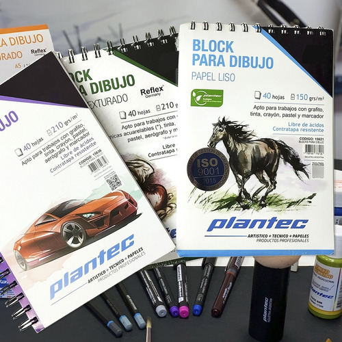 Block Dibujo Texturado A4 210 Gr 40 Hojas Plantec Anillado Blanco Texturado 15652