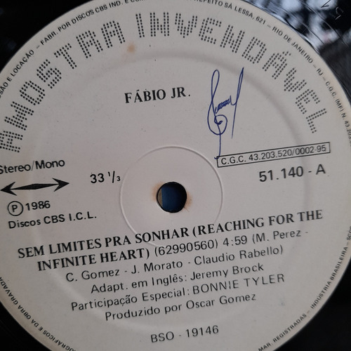 Vinil Lp Fabio Jr Bonnie Tyler Sem Limites Pra Sonhar 33rpm