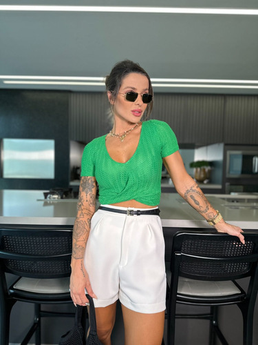 Shorts Alfaiataria Branco Melissa Anna Torquato
