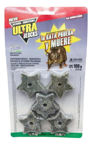 Veneno Para Ratas Raticida Ultra 6 Bloques En Blister