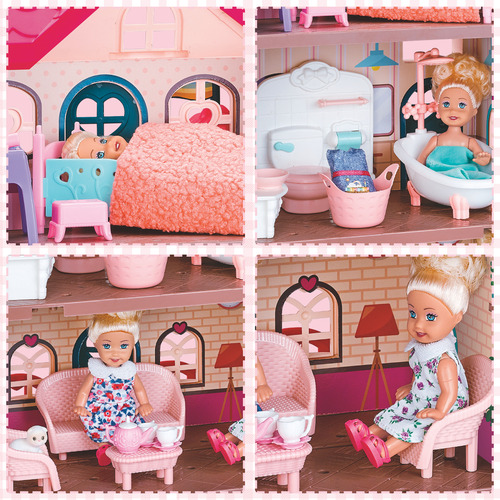 Camewin Casinha De Boneca Castelo Da Princesa Com 2 Boneca 47*26.5*23.5cm