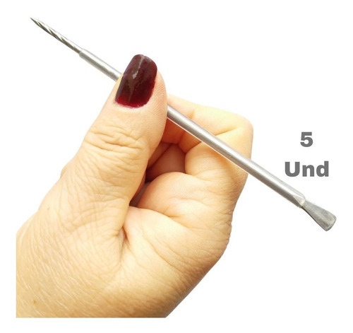 5 Espátulas Cuticula Mista Inox Manicure  Isis Cutelaria Cor 5 Espátula Mista Transparente