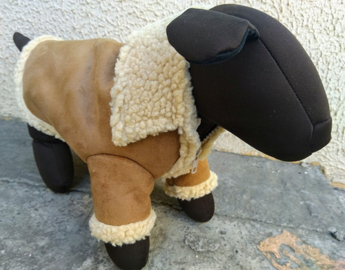 Chamarra Invierno Con Borrega Talla 4 Beige Ropa Para Perros