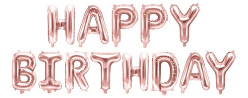 Letrero Happy Birthday Letras De Aluminio Color Rose Gold