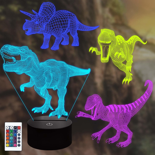 Lampeez Juego Lampara Dinosaurio Ilusion Luz Nocturna 3d 4