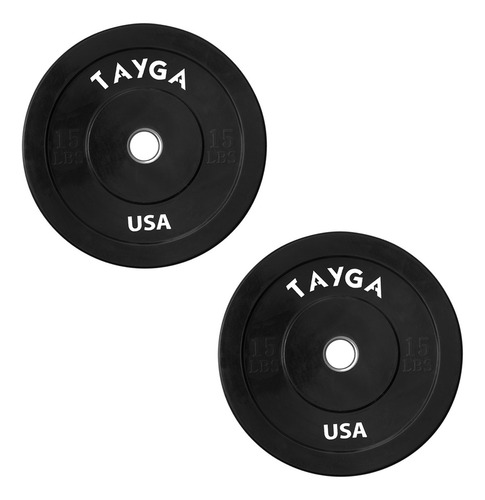 Par Disco Olímpico Bumper Negro 15 Lbs Halterofilia Tayga