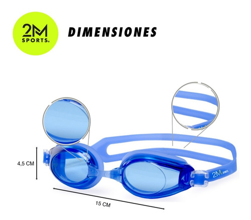 Imagen 2 de 8 de Antiparras + Tapones De Natación Pileta Para Adultos