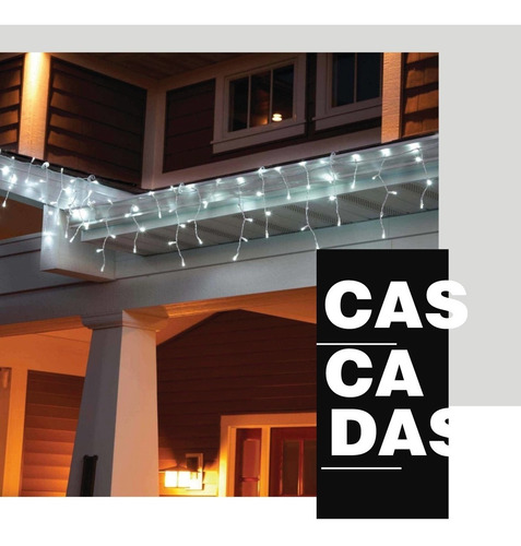 Imagen 7 de 10 de Cascada Color Blanca Led 2,30 / Con 160 Luces