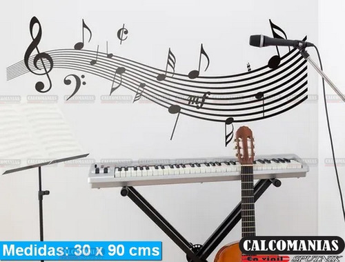 Vinil Decorativo Notas Musica Pentagrama Armonía 30x96cm