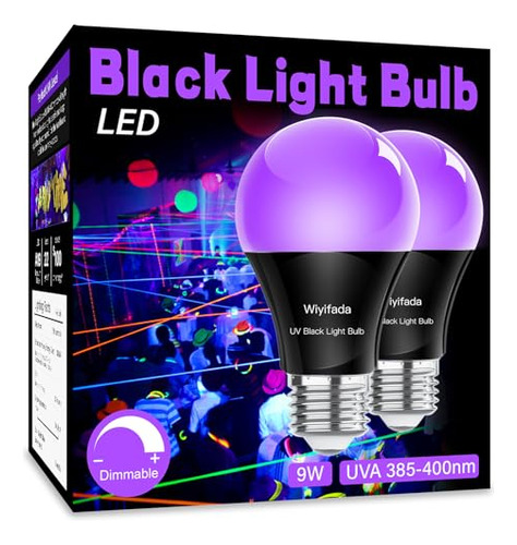 Led Black Light Bulbs 2 Pack, Dimmable A19 10w Blacklig...