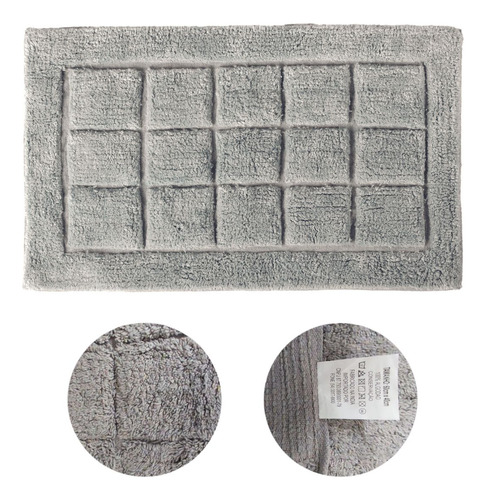 Tapete Indiano Algodão Macio 70 X 45 Cm Premium Cores Comprimento 70 Cm Cor Cinza Desenho Do Tecido Geométrica