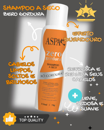 Aspa Zero Gordura Shampoo A Seco 150ml Limpa Perfuma