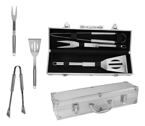 Set De 4 Utensilios Para Bbq Carne Asada