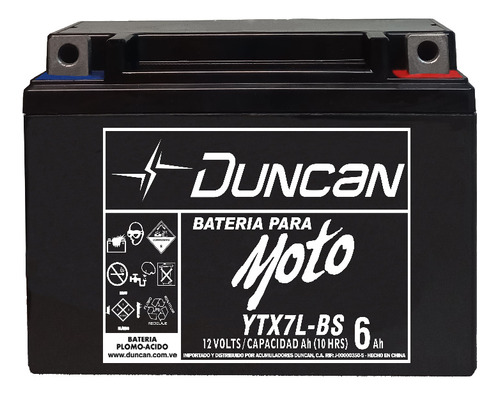 Batería Duncan Moto Ytx7l