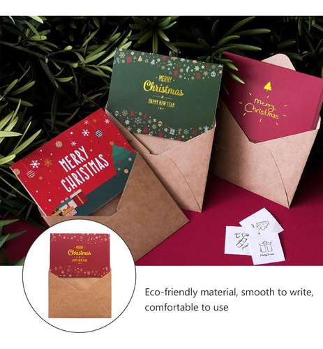 Imagem 5 de 8 de 12 Pcs Cartões Retrô Natal Impresso Feliz Christma