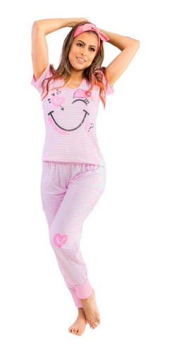 Pijama Mujer Conjunto Camiseta Manga Corta Y Pantalón Dama