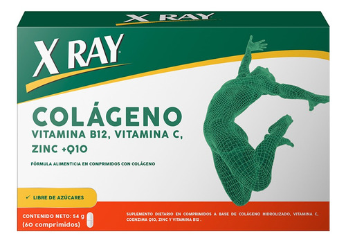 X Ray Colágeno Vitamina B12 Vitamina C Zinc Q10 60 Compr