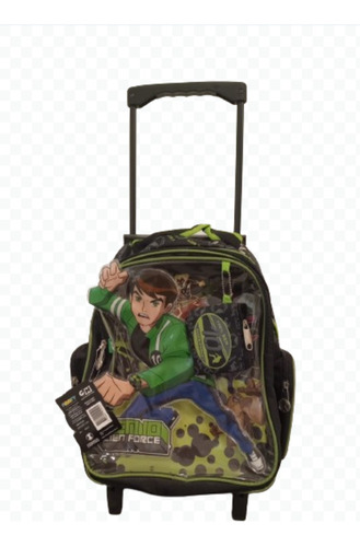 Mochila Ideal Para El Colegio De Ben 10 Con Carrito Llevador