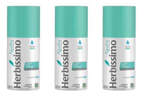 Desodorante Roll-on Herbíssimo Neutro 50ml-kit C/3un