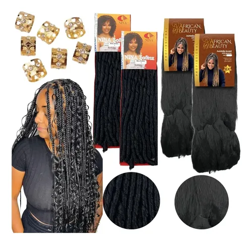 Kit Gypsy 4 Cabelo 2 Jumbo 400 Gramas +2 Nina Softex + Anéis