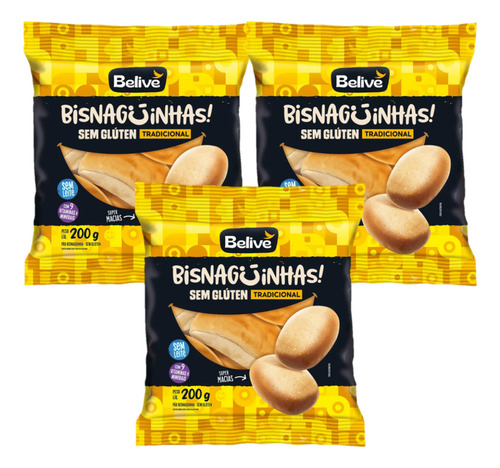 Kit 3 Pão Bisnaguinha Sem Glúten Sem Lactose 200g - Belive