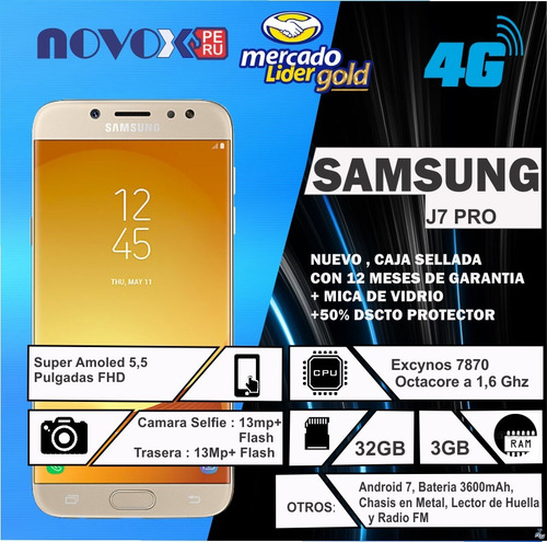 Samsung Galaxy J7 Pro 32gb 3gb Ram Sellado Gtia De 12 Meses