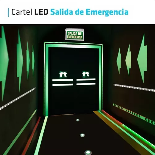 Cartel Led Salida De Emergencia 35x20 Bateria Recargable 220v Señalizador  Luminoso