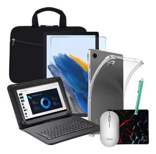 Capa C/teclado + Mouse Bluetooth P/tablet Galaxy Tab A8 X200