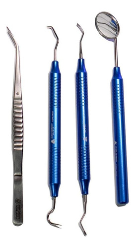 Kit Clínico odontológico colorido com 4 peças 6b invent cor azul
