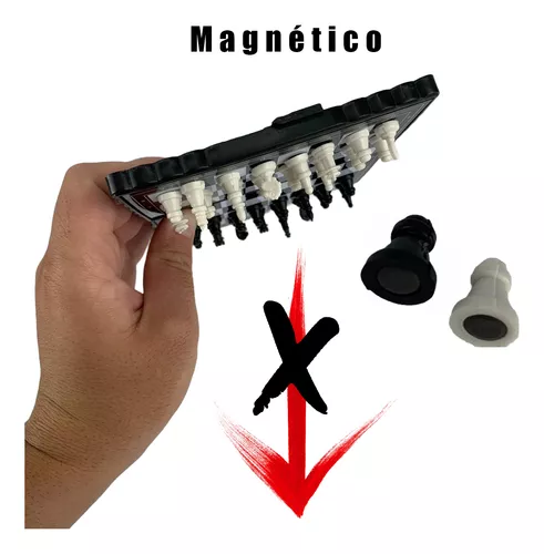 Mini Jogo De Xadrez De Bolso Magnético Para Viagens 13cm - Preto