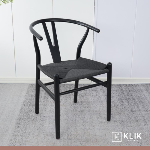 Pack 2 Sillas Wishbone Rattan - Negra Con Hilo Negro