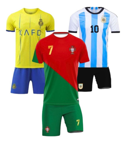 Kit 3 Uniformes Infantil Camisa E Shorts Time Futebol Europa