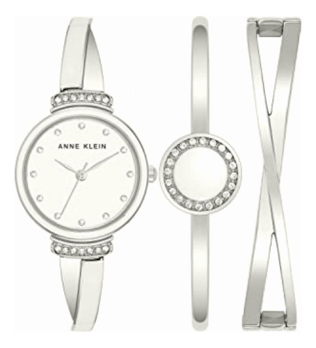 Anne Klein Juego De Reloj Y Pulsera De Vidrio Prémium Para