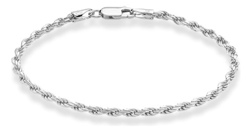 Miabella Pulsera De Cadena De Cuerda Trenzada De Plata De Le