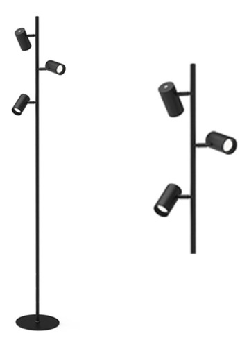Lampara Velador De Pie Led Apply 24w 3 Apliques Negro Tbcin