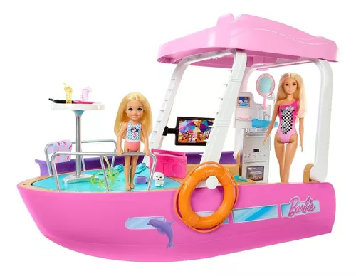 Boneca Barbie Barco Dos Sonhos Com Escorregador +20 Peças