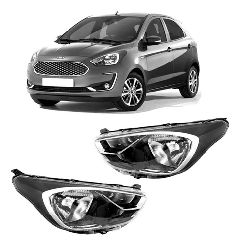 Óptica Ford Ka 2019 2020 2021 2022 Fondo Negro Vira Cromada