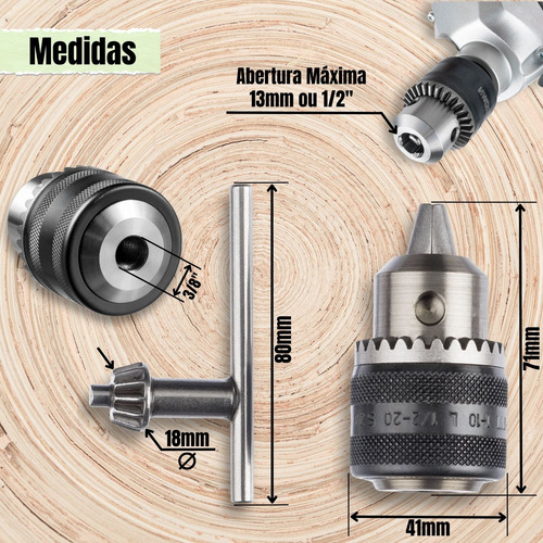 Mandril Com Chave 3/8 Rosca 1,5-13mm Universal Castanhas