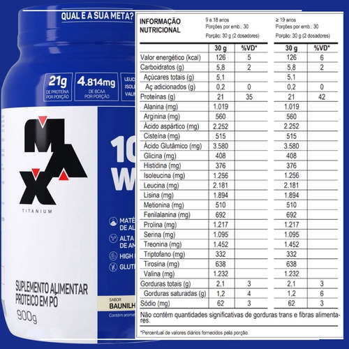100% Whey 900g Pistache Com Chocolate Branco Max Titanium