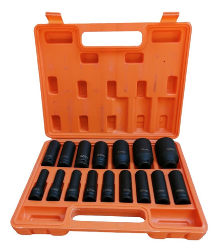 Juego Kit  Set Dados De Impacto 1/2 16 Piezas De 10 A 32 Mm