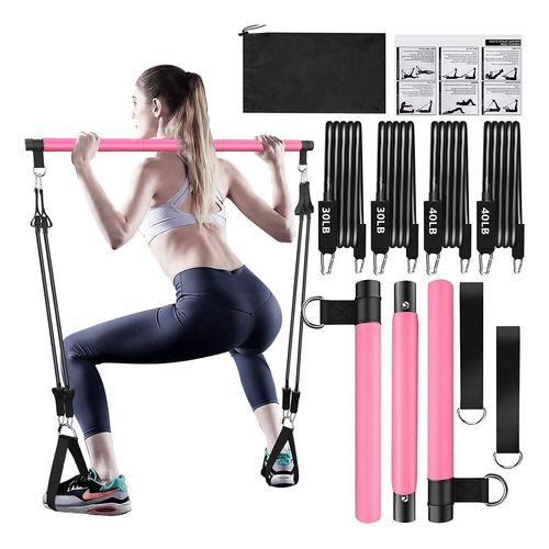 Kit De Pilates Con Barra Y Bandas De Resistencia - Ejercicio